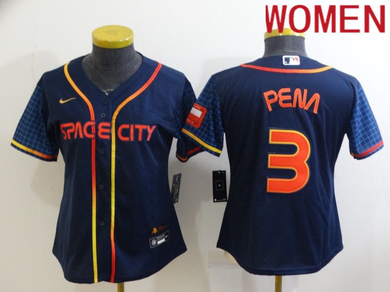 Women Houston Astros 3 Pena Blue City Edition Game Nike 2022 MLB Jersey